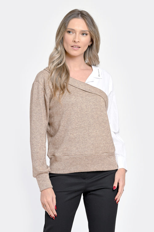 Bluza damă doi în unu grej-alb - Amelia Natalee