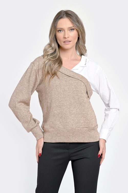 Bluza damă doi în unu grej-alb - Amelia Natalee