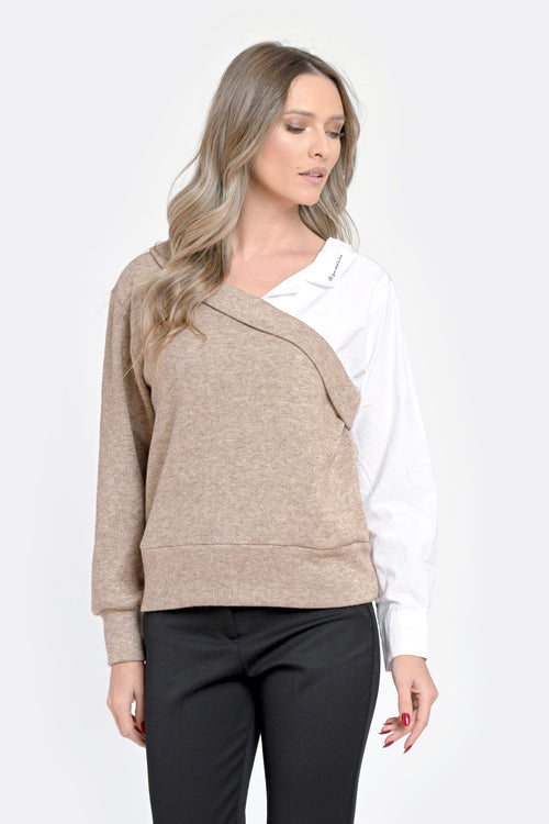 Bluza damă doi în unu grej-alb - Amelia Natalee