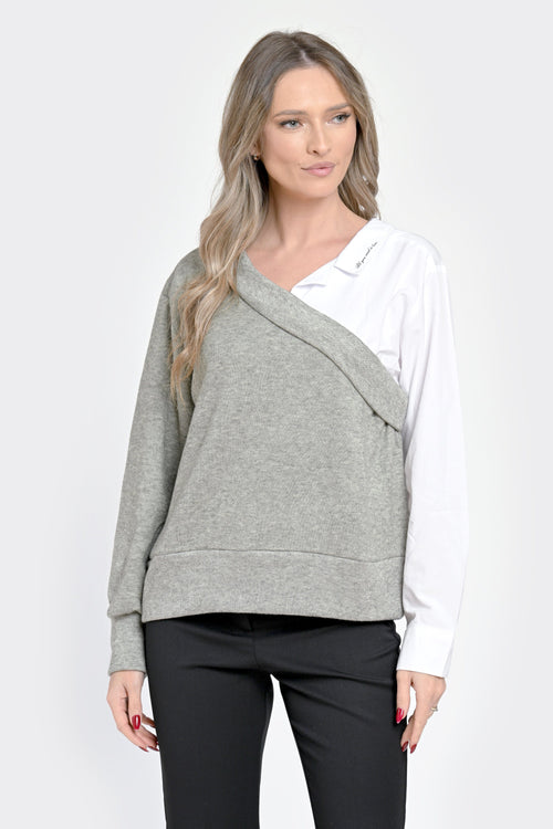 Bluza damă doi în unu oliv deschis-alb  Olivia Natalee