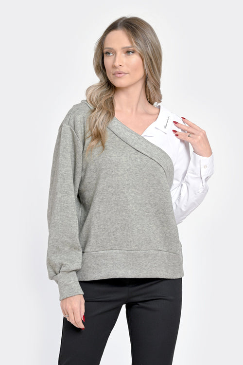 Bluza damă doi în unu oliv deschis-alb  Olivia Natalee