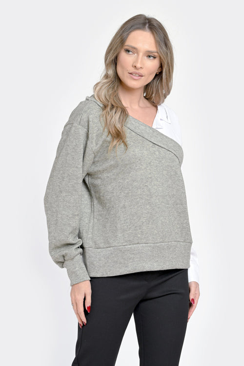 Bluza damă doi în unu oliv deschis-alb  Olivia Natalee