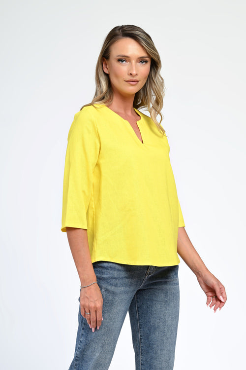 Bluză damă galben-lime cu croială dreaptă – Liora Natalee Fashion