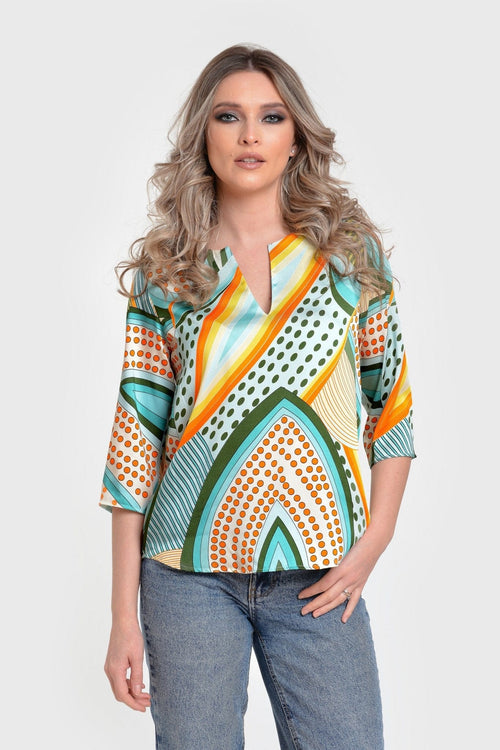 Bluza tip camasa multicolor Agave Natalee Fashion