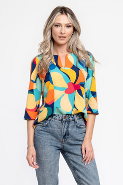 Bluza tip camasa multicolor Sara Natalee Fashion