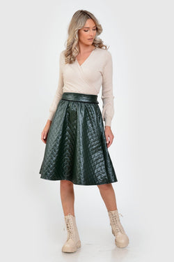 Fusta dama matlasata verde inchis Melisa Natalee Fashion