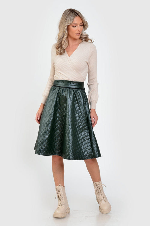 Fusta dama matlasata verde inchis Melisa Natalee Fashion