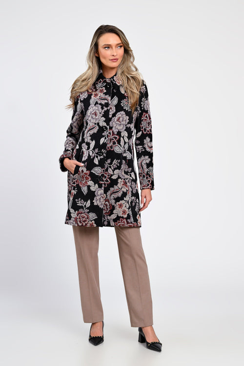 Jachetă tip palton cu imprimeu floral Sonia Natalee