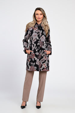 Jachetă tip palton cu imprimeu floral Sonia Natalee