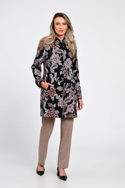 Jachetă tip palton cu imprimeu floral Sonia Natalee