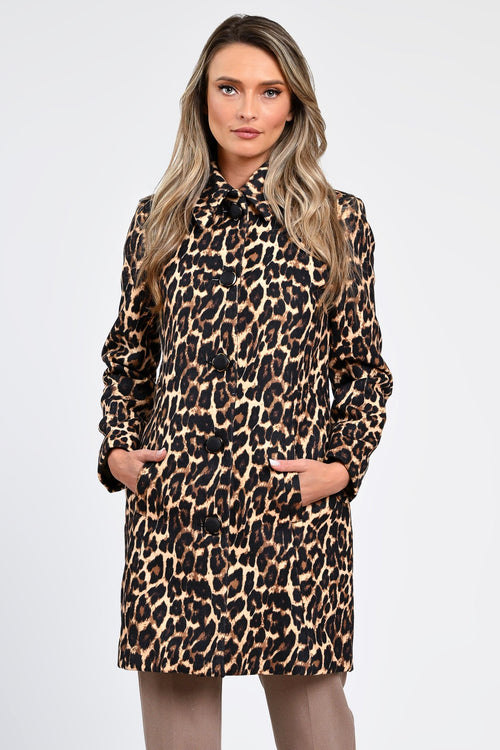 Jachetă tip palton cu imprimeu leopard Amira Natalee