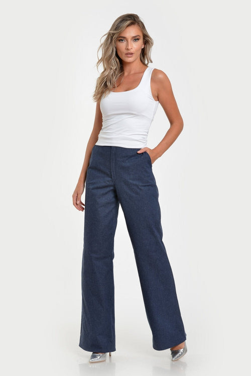 Pantalon casual drept din blug Izabela Natalee Fashion