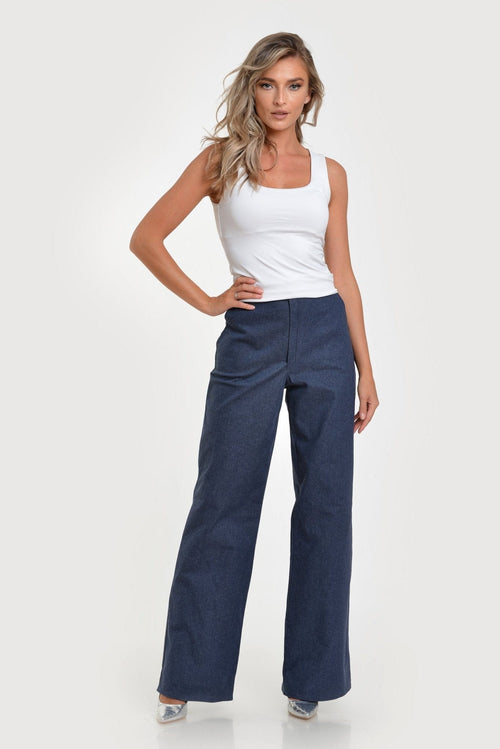 Pantalon casual drept din blug Izabela Natalee Fashion
