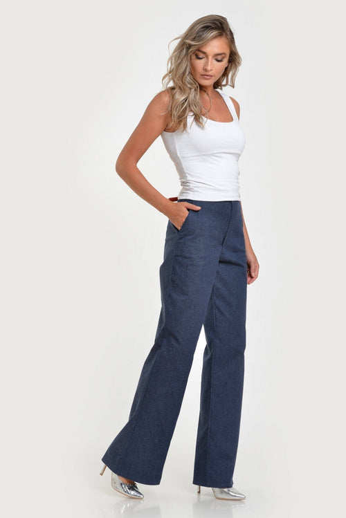 Pantalon casual drept din blug Izabela Natalee Fashion