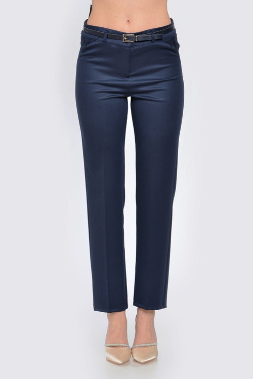 Pantalon casual drept navy Moly Natalee Fashion