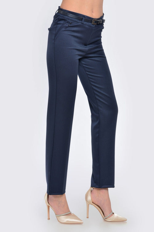 Pantalon casual drept navy Moly Natalee Fashion