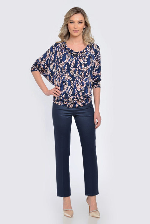 Pantalon casual drept navy Moly Natalee Fashion