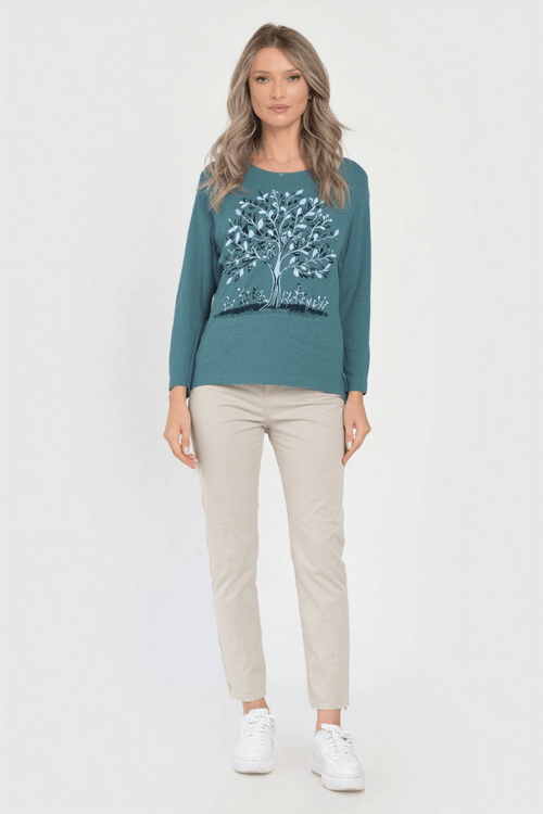 Pulover damă albastru-petrol Adela Natalee