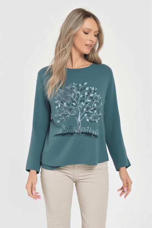 Pulover damă albastru-petrol Adela Natalee