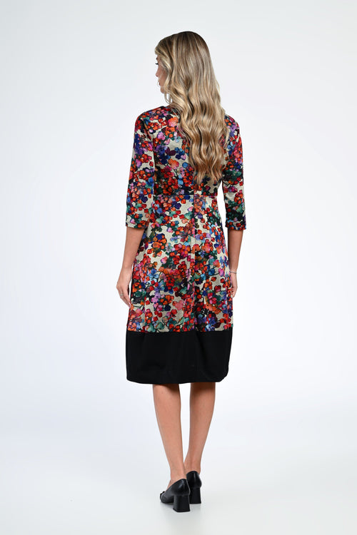 Rochia damă cu imprimeu floral multicolor și detaliu negru Sofia Natalee Fashion