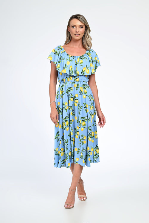 Rochia damă cu imprimeu lămâi Clara Natalee