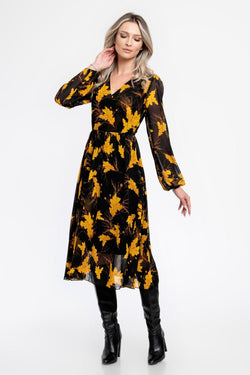 Rochie casual negru & mustar Vania Natalee Fashion