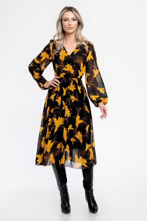 Rochie casual negru & mustar Vania Natalee Fashion