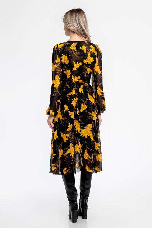 Rochie casual negru & mustar Vania Natalee Fashion