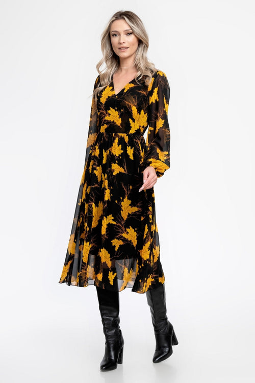 Rochie casual negru & mustar Vania Natalee Fashion