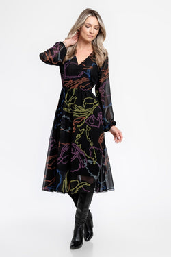 Rochie casual voal imprimat cu decolteu in V Manuela Natalee Fashion