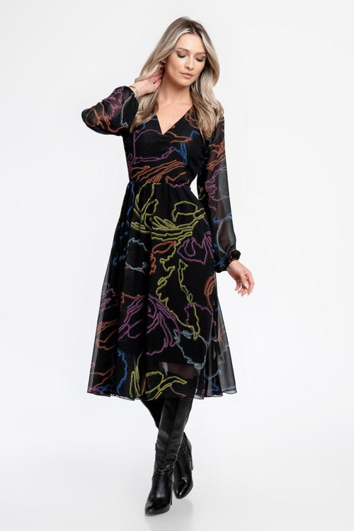 Rochie casual voal imprimat cu decolteu in V Manuela Natalee Fashion