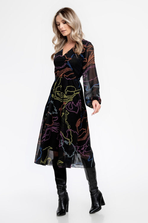 Rochie casual voal imprimat cu decolteu in V Manuela Natalee Fashion