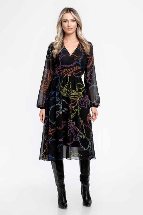 Rochie casual voal imprimat cu decolteu in V Manuela Natalee Fashion