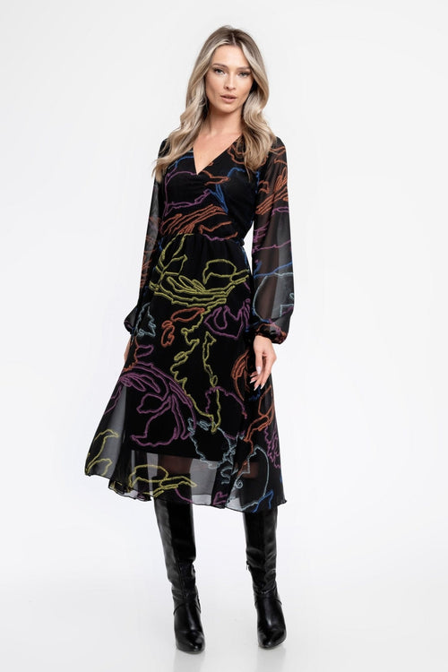 Rochie casual voal imprimat cu decolteu in V Manuela Natalee Fashion