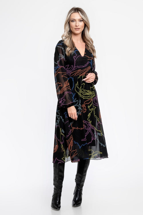 Rochie casual voal imprimat cu decolteu in V Manuela Natalee Fashion