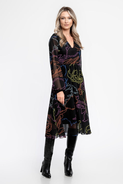 Rochie casual voal imprimat cu decolteu in V Manuela Natalee Fashion