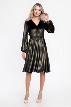 Rochie catifea auriu inchis Julia Natalee Fashion