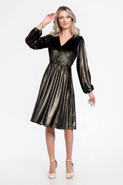 Rochie catifea auriu inchis Julia Natalee Fashion