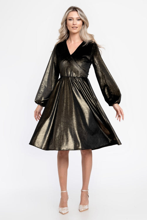 Rochie catifea auriu inchis Julia Natalee Fashion