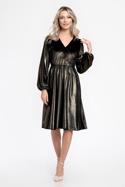 Rochie catifea auriu inchis Julia Natalee Fashion