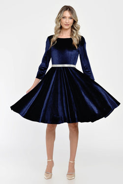 Rochie clos catifea bleumarin Anemona Natalee Fashion