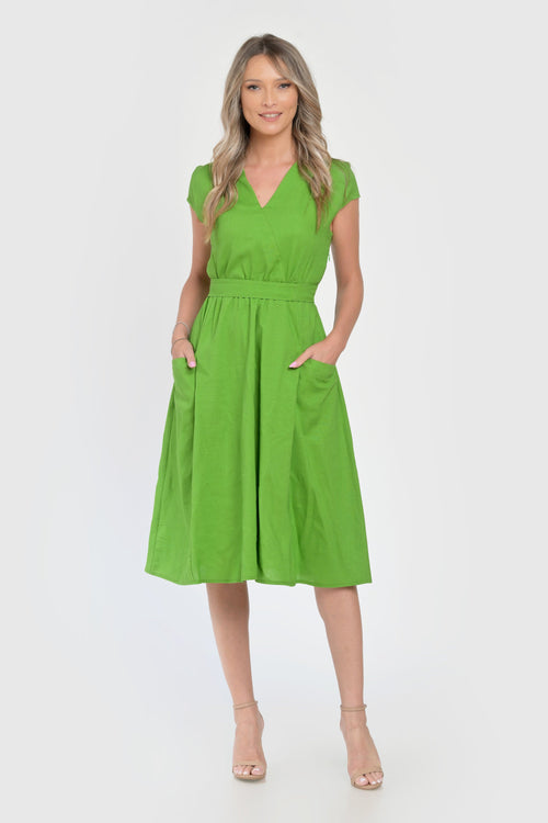 Rochie dama de vara verde olive Aura Natalee Fashion