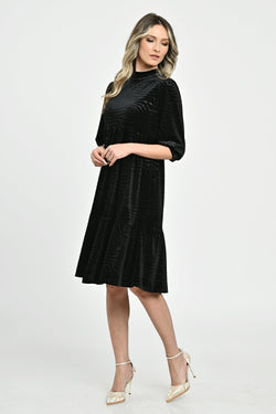 Rochie dama elegantă catifea cu striați Zaira Natalee Fashion