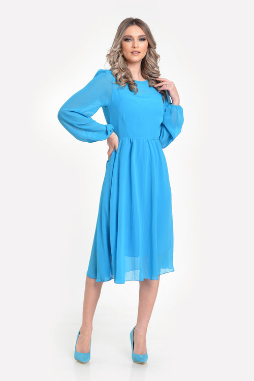 Rochie din voal turqoise Violeta Natalee Fashion