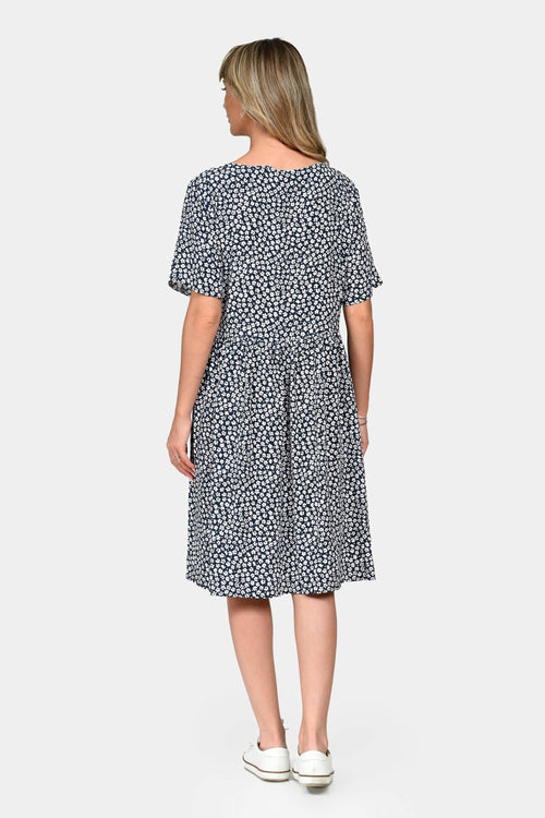 Rochie Eranthe cu buzunare si imprimeu microfloral Eranthe