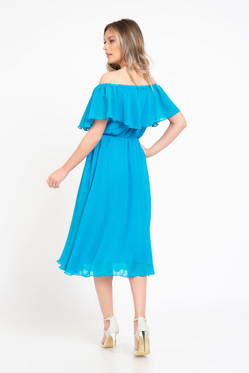 Rochie turquoise voal Corina Natalee Fashion