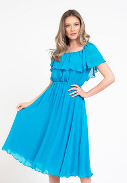 Rochie turquoise voal Corina Natalee Fashion