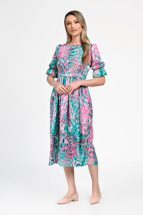 Rochie damă cu imprimeu colorat și cordon Daria