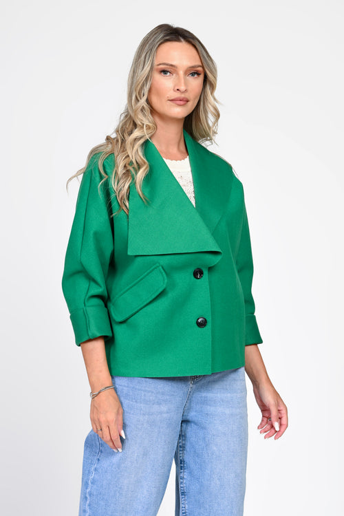 Jachetă damă verde cu guler amplu Delia
