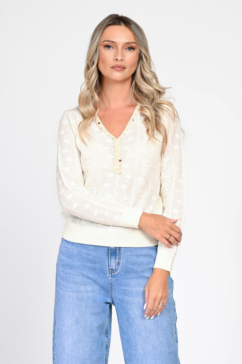 Bluză damă ivoire cu dantelă ajurată Mirela